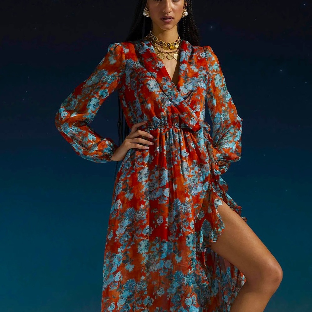 Caroline Constas Vivian Gown Floral High Low Maxi Dress. Size XS(2).